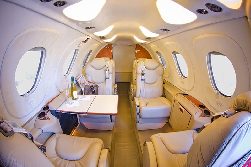 Private jet cabin interior